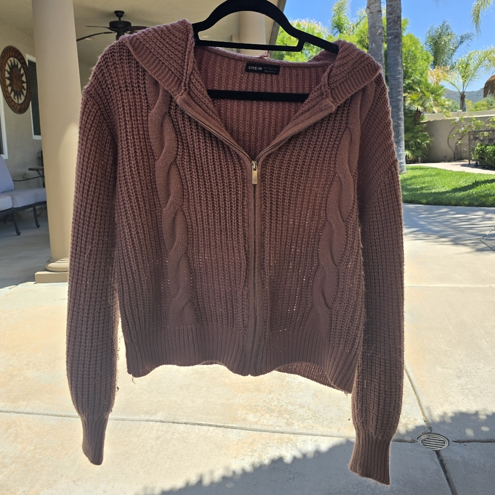 SHEIN Pink Cardigan Sweater Knit